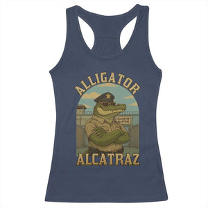 Funny Aligator Alcatraz Everglades Racerback Tank Top Police Alligator Alligatraz Meme TS11 Navy Print Your Wear