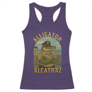 Funny Aligator Alcatraz Everglades Racerback Tank Top Police Alligator Alligatraz Meme TS11 Purple Print Your Wear