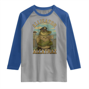 Funny Aligator Alcatraz Everglades Raglan Shirt Police Alligator Alligatraz Meme TS11 Sport Gray Royal Print Your Wear