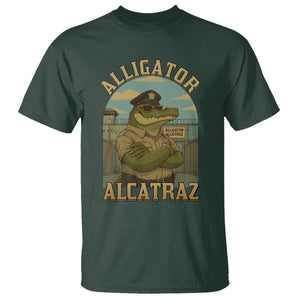 Funny Aligator Alcatraz Everglades T Shirt Police Alligator Alligatraz Meme TS11 Dark Forest Green Print Your Wear