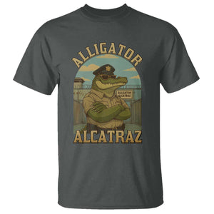 Funny Aligator Alcatraz Everglades T Shirt Police Alligator Alligatraz Meme TS11 Dark Heather Print Your Wear