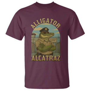 Funny Aligator Alcatraz Everglades T Shirt Police Alligator Alligatraz Meme TS11 Maroon Print Your Wear