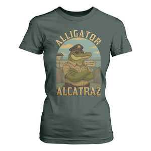 Funny Aligator Alcatraz Everglades T Shirt For Women Police Alligator Alligatraz Meme TS11 Dark Forest Green Print Your Wear
