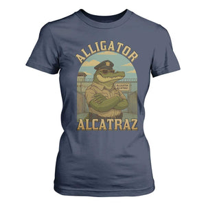 Funny Aligator Alcatraz Everglades T Shirt For Women Police Alligator Alligatraz Meme TS11 Navy Print Your Wear