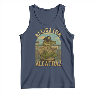 Funny Aligator Alcatraz Everglades Tank Top Police Alligator Alligatraz Meme TS11 Navy Print Your Wear