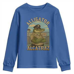 Funny Aligator Alcatraz Everglades Youth Sweatshirt Police Alligator Alligatraz Meme TS11 Royal Blue Print Your Wear