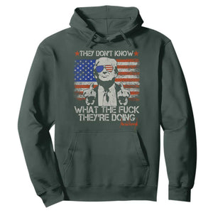 Funny Trump They Don't Know What The Fuck They're Doing Hoodie Vintage American Flag TS11 Dark Forest Green Print Your Wear