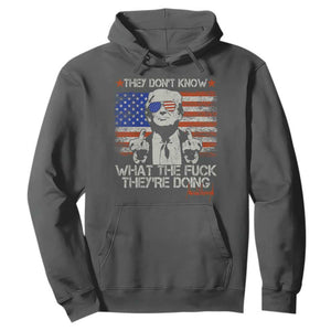 Funny Trump They Don't Know What The Fuck They're Doing Hoodie Vintage American Flag TS11 Dark Heather Print Your Wear
