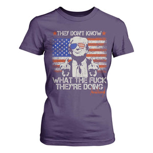 Funny Trump They Don't Know What The Fuck They're Doing T Shirt For Women Vintage American Flag TS11 Purple Print Your Wear