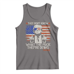 Funny Trump They Don't Know What The Fuck They're Doing Tank Top Vintage American Flag TS11 Deep Heather Print Your Wear
