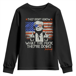 Funny Trump They Don't Know What The Fuck They're Doing Youth Sweatshirt Vintage American Flag TS11 Black Print Your Wear