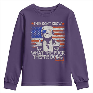 Funny Trump They Don't Know What The Fuck They're Doing Youth Sweatshirt Vintage American Flag TS11 Purple Print Your Wear