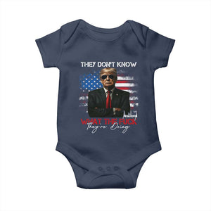 Funny Trump They Don't Know What The Fuck They're Doing Baby Onesie American Flag TS11 Navy Print Your Wear