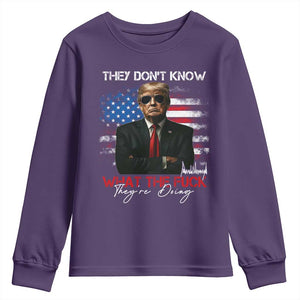 Funny Trump They Don't Know What The Fuck They're Doing Youth Sweatshirt American Flag TS11 Purple Print Your Wear
