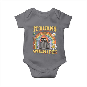 Funny It Burns When I Pee Baby Onesie Sarcastic Burning Racoon Meme TS11 Charcoal Print Your Wear