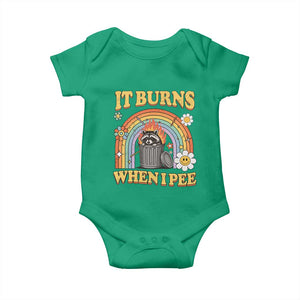 Funny It Burns When I Pee Baby Onesie Sarcastic Burning Racoon Meme TS11 Irish Green Print Your Wear