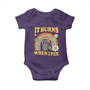Funny It Burns When I Pee Baby Onesie Sarcastic Burning Racoon Meme TS11 Purple Print Your Wear