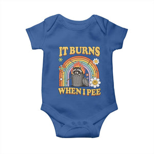 Funny It Burns When I Pee Baby Onesie Sarcastic Burning Racoon Meme TS11 Royal Blue Print Your Wear