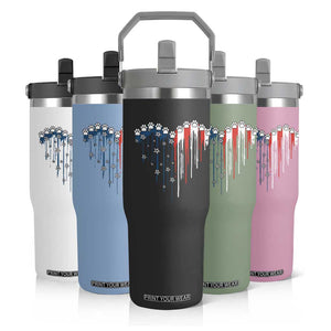 Patriotic Dog And Cat Paw American Flag Heart 4th Of July Flip Straw Tumbler TS11 Print Your Wear
