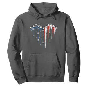 Patriotic Dog And Cat Paw American Flag Heart 4th Of July Hoodie TS11 Dark Heather Print Your Wear