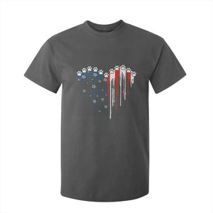 Patriotic Dog And Cat Paw American Flag Heart 4th Of July T Shirt For Kid TS11 Dark Heather Print Your Wear