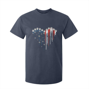 Patriotic Dog And Cat Paw American Flag Heart 4th Of July T Shirt For Kid TS11 Navy Print Your Wear