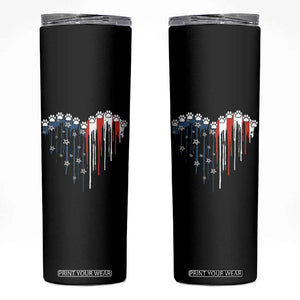 Patriotic Dog And Cat Paw American Flag Heart 4th Of July Skinny Tumbler TS11 Black Print Your Wear