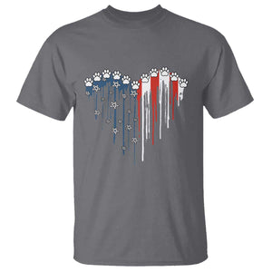 Patriotic Dog And Cat Paw American Flag Heart 4th Of July T Shirt TS11 Charcoal Print Your Wear