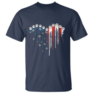 Patriotic Dog And Cat Paw American Flag Heart 4th Of July T Shirt TS11 Navy Print Your Wear