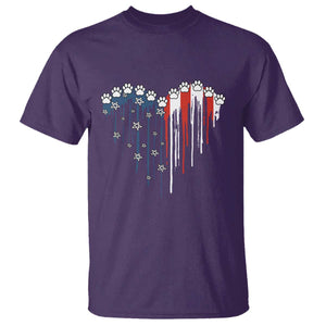 Patriotic Dog And Cat Paw American Flag Heart 4th Of July T Shirt TS11 Purple Print Your Wear