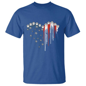 Patriotic Dog And Cat Paw American Flag Heart 4th Of July T Shirt TS11 Royal Blue Print Your Wear