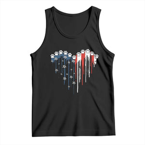 Patriotic Dog And Cat Paw American Flag Heart 4th Of July Tank Top TS11 Black Print Your Wear