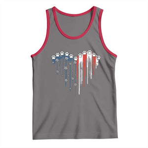 Patriotic Dog And Cat Paw American Flag Heart 4th Of July Tank Top TS11 Deep Heather Red Print Your Wear
