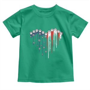 Patriotic Dog And Cat Paw American Flag Heart 4th Of July Toddler T Shirt TS11 Irish Green Print Your Wear