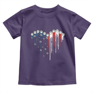 Patriotic Dog And Cat Paw American Flag Heart 4th Of July Toddler T Shirt TS11 Purple Print Your Wear