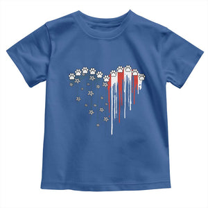 Patriotic Dog And Cat Paw American Flag Heart 4th Of July Toddler T Shirt TS11 Royal Blue Print Your Wear