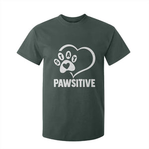 Funny Stay Pawsitive T Shirt For Kid Cat Dog Lover Positive Vibes TS11 Dark Forest Green Print Your Wear