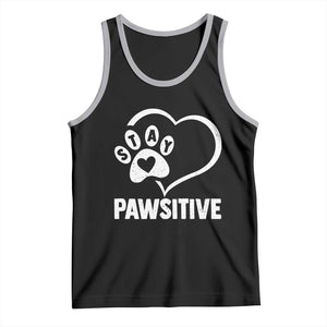 Funny Stay Pawsitive Tank Top Cat Dog Lover Positive Vibes TS11 Black Athletic Heather Print Your Wear