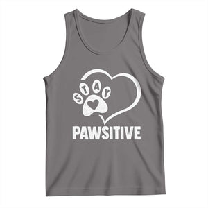 Funny Stay Pawsitive Tank Top Cat Dog Lover Positive Vibes TS11 Deep Heather Print Your Wear