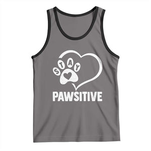 Funny Stay Pawsitive Tank Top Cat Dog Lover Positive Vibes TS11 Deep Heather Black Print Your Wear