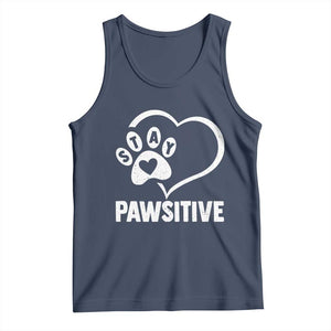 Funny Stay Pawsitive Tank Top Cat Dog Lover Positive Vibes TS11 Navy Print Your Wear