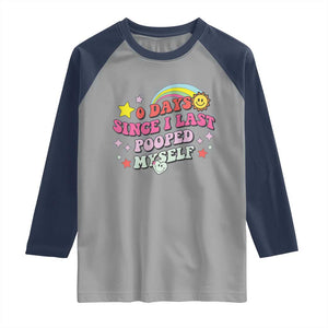 Funny 0 Days Since I Last Pooped Myself Raglan Shirt Joke Meme Gag TS11 Sport Gray Navy Print Your Wear