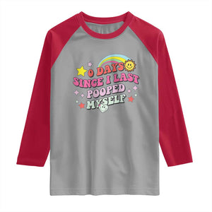 Funny 0 Days Since I Last Pooped Myself Raglan Shirt Joke Meme Gag TS11 Sport Gray Red Print Your Wear