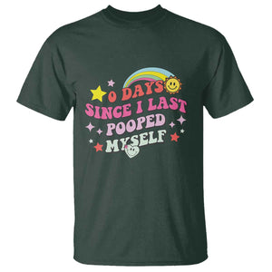 Funny 0 Days Since I Last Pooped Myself T Shirt Joke Meme Gag TS11 Dark Forest Green Print Your Wear