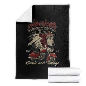 American Legendary Motorcycle Indian Chief Throw Blanket Classic And Vintage Bikers TS11 Black Print Your Wear