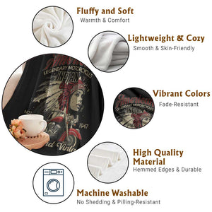 American Legendary Motorcycle Indian Chief Throw Blanket Classic And Vintage Bikers TS11 Print Your Wear