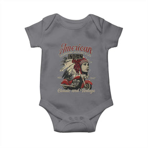 American Legendary Motorcycle Indian Chief Baby Onesie Classic And Vintage Bikers TS11 Charcoal Print Your Wear