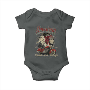 American Legendary Motorcycle Indian Chief Baby Onesie Classic And Vintage Bikers TS11 Dark Heather Print Your Wear