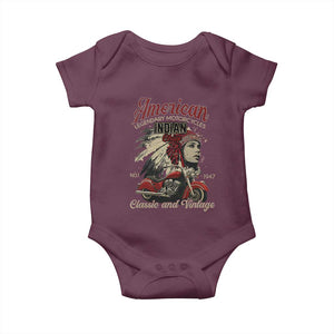 American Legendary Motorcycle Indian Chief Baby Onesie Classic And Vintage Bikers TS11 Maroon Print Your Wear