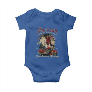 American Legendary Motorcycle Indian Chief Baby Onesie Classic And Vintage Bikers TS11 Royal Blue Print Your Wear